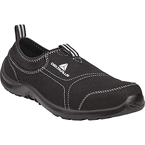 Deltaplus 3295249198855 Delta Plus Panoply Miami S1P black canvas non-slip on steel toe safety trainers sneakers, Schwarz, 9 UK