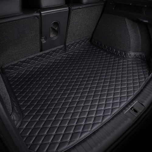 Auto Leder Kofferraummatten für Volvo Xc60 Recharge 2018-2023,Kofferraum Schutzmatte Anti Rutsch Teppichunterlage Hundedecke Auto Kofferraum Stoßstangenschutz Hund,Black