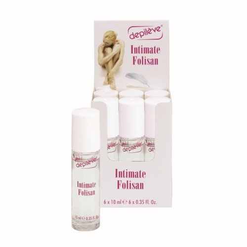 Depileve Intimate Folisan Gel Roll-On, Intimpflege, gegen Pusteln, Pickel, eingewachsene Haare, 8ml, 6 Stück