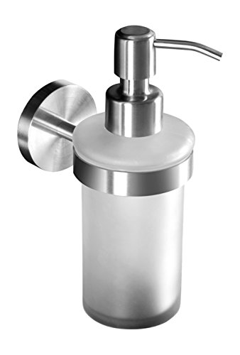 Ambrosya® | Exklusiver Seifenspender aus Edelstahl | Bad Badezimmer Glas Halter Halterung Seife Seifenhalter Seifenhalterung Seifenschale Spender Toilette WC (Edelstahl (Gebürstet))
