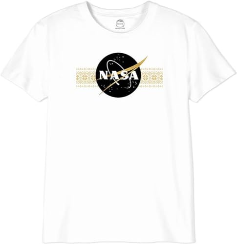 Nasa Unisex Kinder Ginasadts066 T-Shirt, Blanc, 14 Jahre