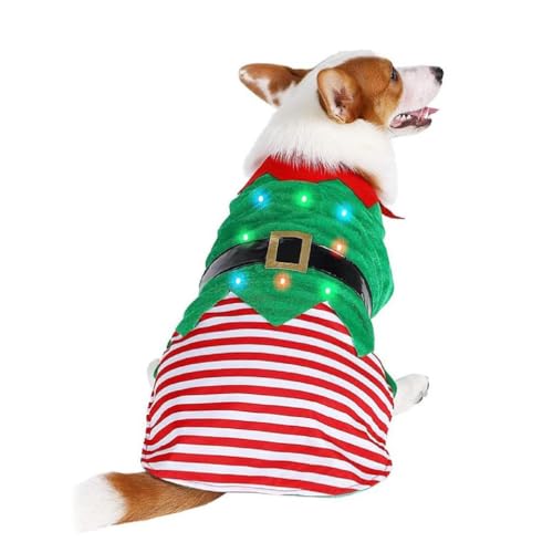 Winter-Hundeweste, Weihnachtskostüm für kleine bis große Hunde (rot + grün), Elfenkleidung, Rot und Grün, Elfenbekleidung, Elfenbekleidung, Haustier-Hundekleidung