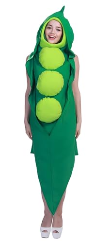 thematys Erbsen Kostüm Bohnen einteiliger Überwurf Verkleidung für Erwachsene in Einheitsgröße - Verkleidung für Karneval, Mottowoche & Cosplay