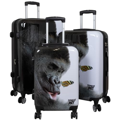 Trendyshop365 Koffer-Set 3-teilig Trolley Hartschale - Gorilla Tier-Motiv