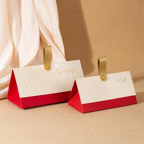 20/50 Stück dreieckige Geschenkbox mit Ledergriffen, Süßigkeitenschachteln und Verpackung, Hochzeitsbevorzugung für Gäste
