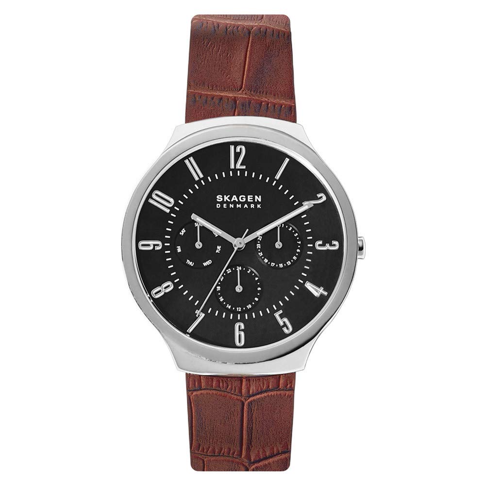 Skagen Herren Analog Quarz Uhr mit Echtes Leder Armband SKW6536