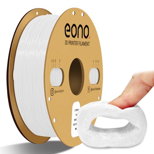 EONO 95A TPU Filament 1,75 mm, Flexibles Weiches TPU Filament 1 kg (2,2 lbs), Maßgenauigkeit +/- 0,03 mm für FDM Drucker, Weiß