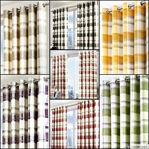 Fusion - Balmoral Karodecke, Baumwolle, Ocker, Curtains: 46" Width x 72" Drop (117 x 183cm)