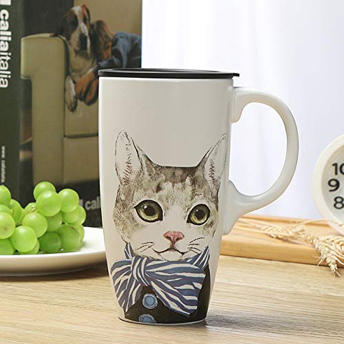 qingci Süße Keramik Tasse Kreative Milch Kaffeebecher 500Ml Minimalistische Katze