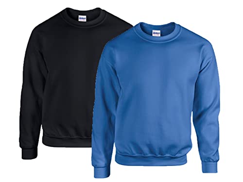 Gildan - Heavy Blend Sweatshirt - S, M, L, XL, XXL, 3XL, 4XL, 5XL /1x Schwarz + 1x Royal + 1x HL Kauf Notizblock, XL