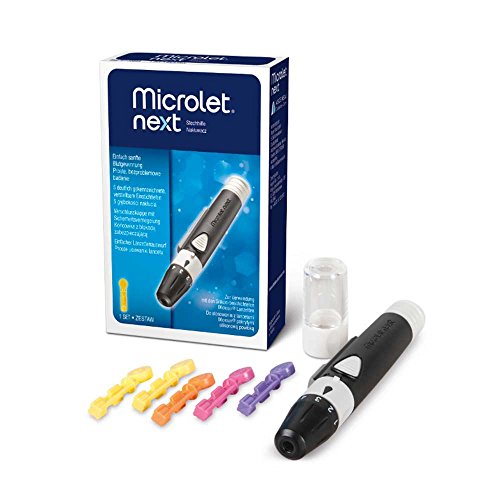 1x Microlet® Next Stechhilfe, Blutzuckermessung, Sicherheitskappe + 5x Microlet® Lanzetten