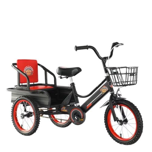 Kleinkind-Dreirad mit Heckkabine, Tandem-Dreirad mit klappbarem Rücksitzbrett, große Pedal-Rikscha-Trikes mit Luftreifen und Speichenrad, 3–10 Jahre Kinder-Cruiser-Dreirad