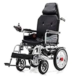 ZXMDP Electric Power Rollstuhl, Attendant Antrieb Rollstuhl, tragbar Transit Travel Chairfor, Lithium-Batterie-Folding Leichte Old Elektro-Rollstuhl,Schwarz