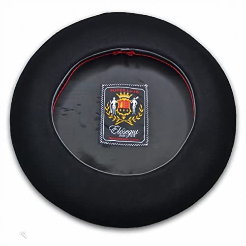 Elosegui Super-Luxus-Baskenmütze, 100 % Merinowolle, wasserdicht, Schwarz , 58 cm