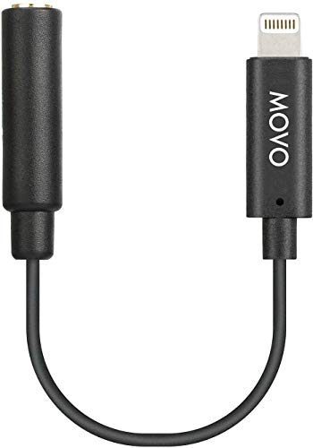 Movo IMA-1 3,5 mm TRRS Mikrofonadapterkabel auf Lightning Connector Dongle kompatibel mit Apple iPhone, iPad Smartphones und Tablets – optimiert für Mikrofone / Pro Audio