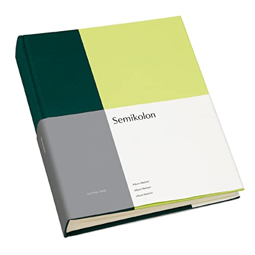 Semikolon 364817 Foto-Album Medium Cutting Edge – 21,1x25,5 cm, 80 Seiten cremeweiß, für 160 Fotos – forest kiwi