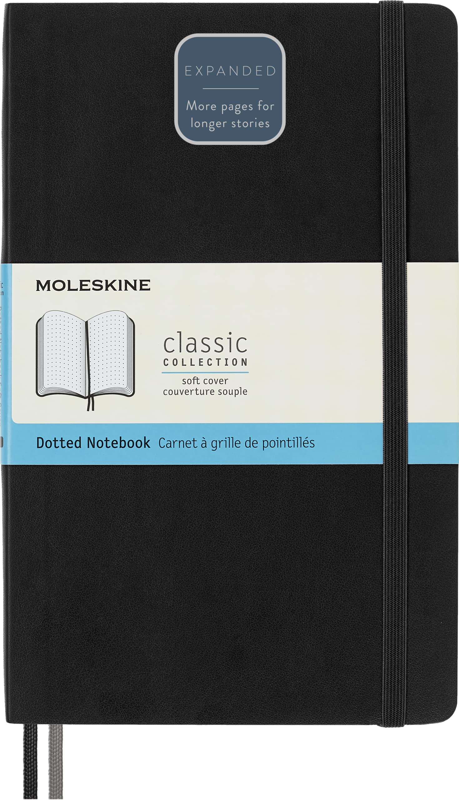 Moleskine - Klassisches erweitertes Notizbuch mit gepunktetem Papier - Weicher Umschlag und elastischer Verschluss - Farbe Schwarz - Größe Groß 13 x 21 A5 - 400 Seiten