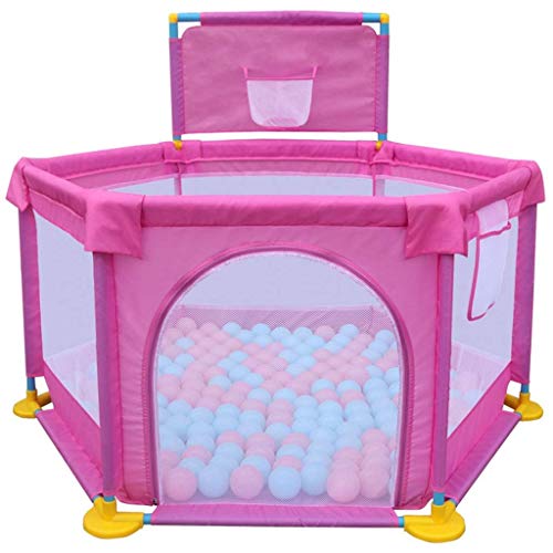 Portablebaby Laufstall mit Tor Kids Play Center Yard Home Indoor Zaun Rechteckige Zaun Oxford Tuch Höhe 66cm Pink/Grün
