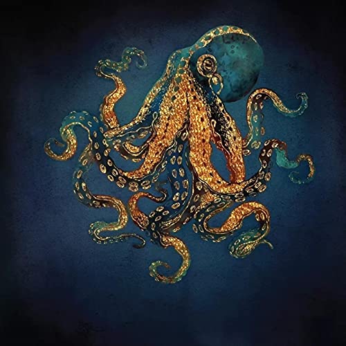 Abstraktes Poster und Drucke Oktopus Tintenfisch Wandkunst Leinwand Gemälde Ozean Tier Wandbild Für Wohnzimmer Wohnkultur 90x90cm(35x35in) Ungerahmt
