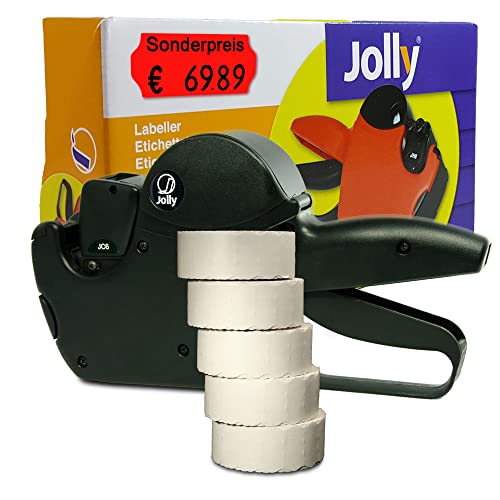 Set: Etikettierer Jolly C6 für 26x12 inkl. 7.500 HUTNER Preisetiketten - leucht-rot permanent - Aufdruck: Sonderpreis (oben) | etikettieren | HUTNER