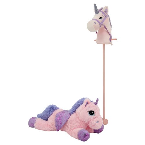 Sweety Toys 11001 Set Steckenpferd Einhorn & Einhorn Plüschtier 65 cm rosa