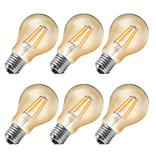 MENTA Vintage Edison Glühbirne E27 4W LED Retro Lampe Soft Spiral Filament Dekorative Glühbirne Ersetzt 40W 400LM Warmweiss 2700K 220-240V A60 Filament Fadenlampe Nicht Dimmbar - 6 Stück