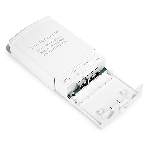 Revotech 2 Port PoE Extender IP67 wasserdicht, PoE Repeater 100 m/250 m Verlängerung außen, 1 in 2 Out PoE Adapter, komplett mit IEEE802.3af/at, 10/100 Mbps RJ45, Plug and Play (WPOE6003)