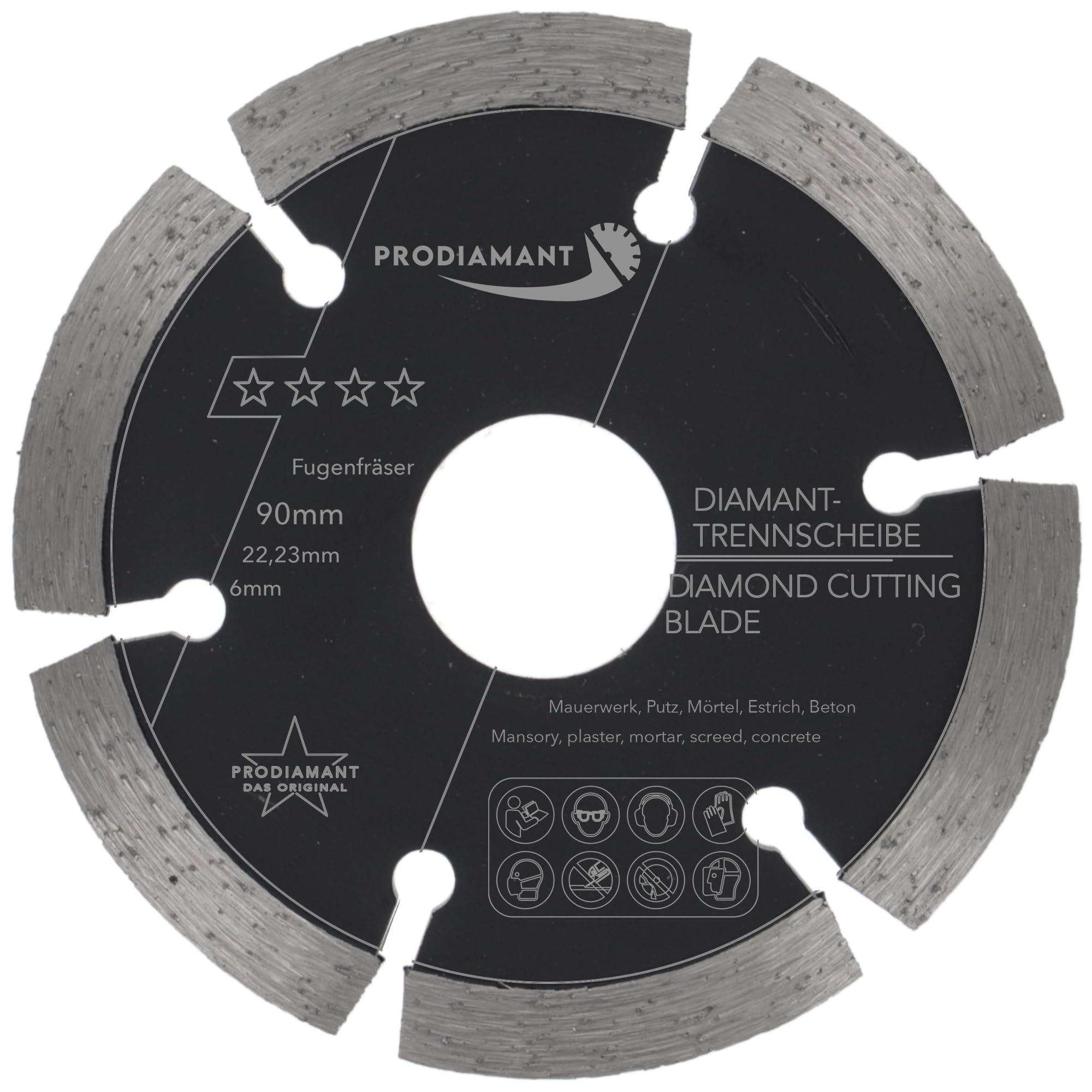 PRODIAMANT Fugenfräser ø 90 mm Breite 6mm für Mörtel Beton Mauerwerk und Putz 10mm Diamantsegment Profiqualität