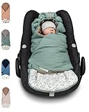 ULLENBOOM Einschlagdecke Babyschale, 100% OEKO-TEX Materialien, Floral-Grün (Made in EU) - Babydecke für Kindersitz oder Kinderwagen, kuschelige Decke für Babys, Für Frühling und Sommer