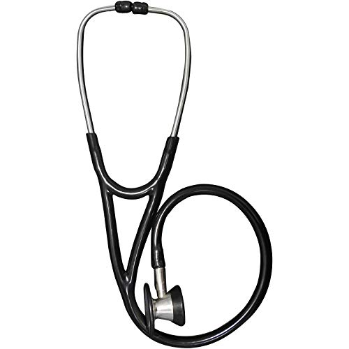 Cardiology Pro EMT Stethoskop für Ärzte, Krankenschwestern, Doppelkopf-Stethoskop, mit Tragetasche und Ersatzbox, Schwarz