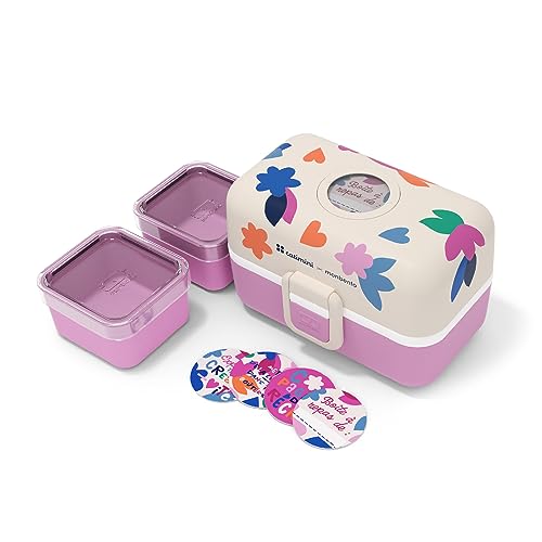 monbento X Catimini - Kinder Lunchbox MB Tresor Cream Paper Cut - Bento Box mit 3 Fächer - Ideal für Mittagessen oder Snacks in der Schule/Park - BPA Frei - Lebensmittelecht - Creme Rosa