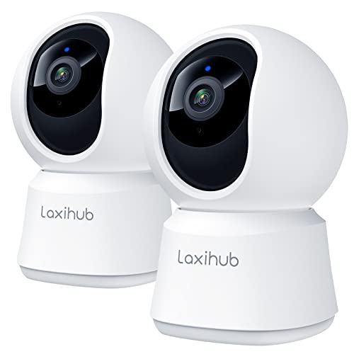LAXIHUB 360°CAbdeckung Pan Tilt Home Security Cameras 2PC, 1080p Full HD Indoor-Kamera w / Nachtsicht & Zwei-Wege-Audio, Smart Baby Monitor Pet Kamera mit Telefon APP, P2-1080