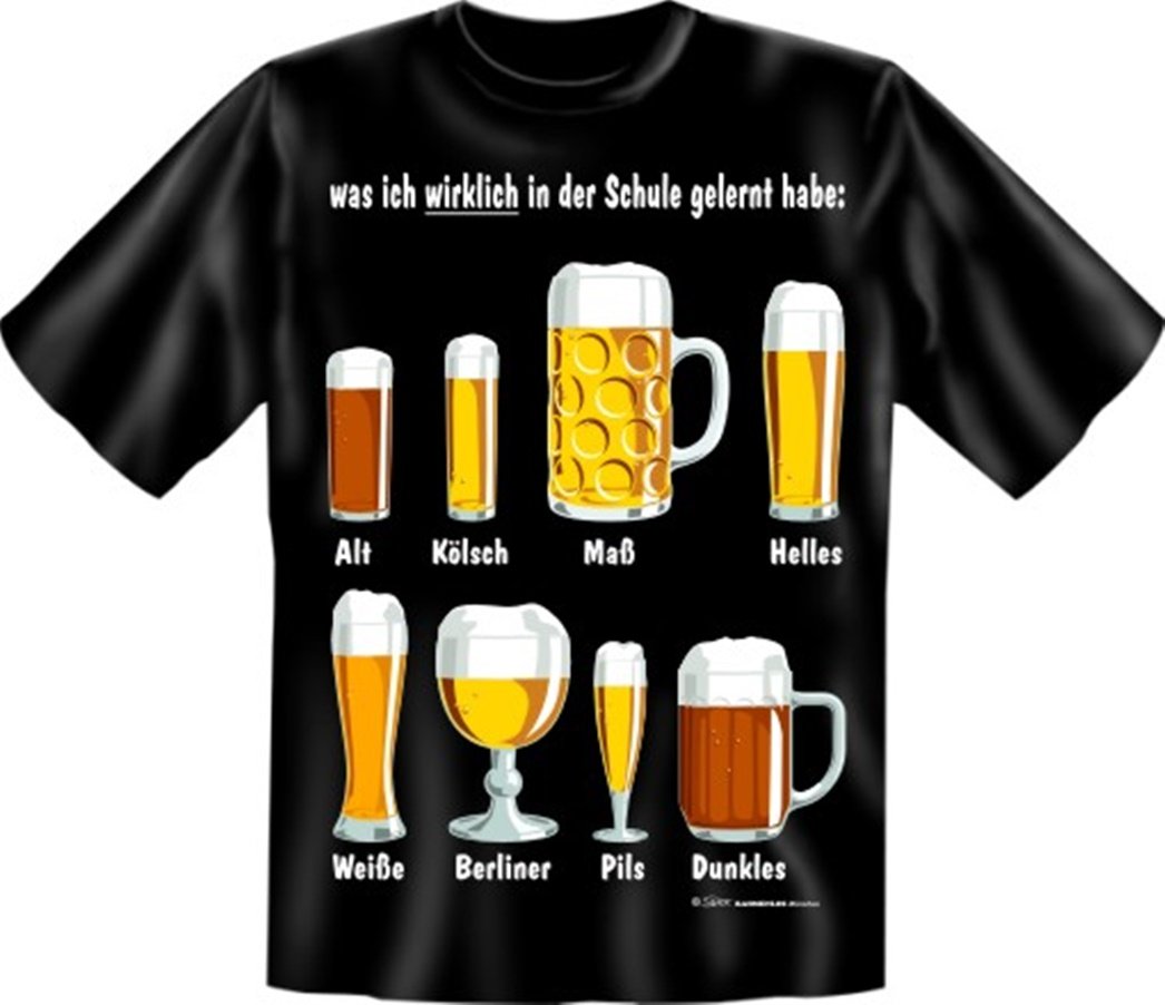 Fun T-Shirt was ich wirklich in der Schule gelernt Habe : Bier Shirt 4 Heroes Geburtstag Geschenk geil Bedruckt mit Spassvogel Urkunde
