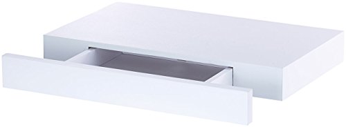 Carlo Milano Wandschublade schmal: Wandregal mit versteckter Schublade, 40 x 5 x 25 cm, weiß (Regal mit Schublade)