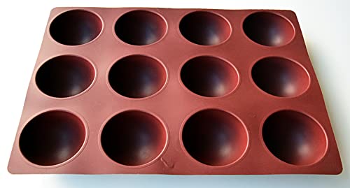 Maé Innovation Silikonform 40 x 30 cm – 12 Kuppeln Ø 7,8 x 3,8 cm – antihaftbeschichtet – 100 % Prämium – hergestellt in Frankreich – für Schokoladenkuchen, Mousse, Gelees
