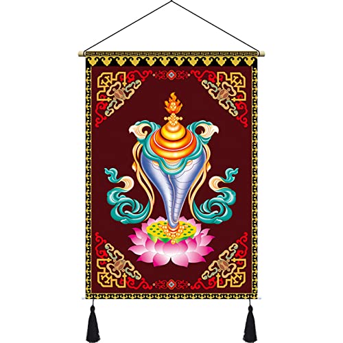 Rollbilder, Feng Shui tibetisches Thangka, asiatische, mit Seide bemalte Rollbilder, Wandbehang-Dekor-Poster, Wand-Scroll-Kunst-Hängedekorationen for Zuhause (Color : E)