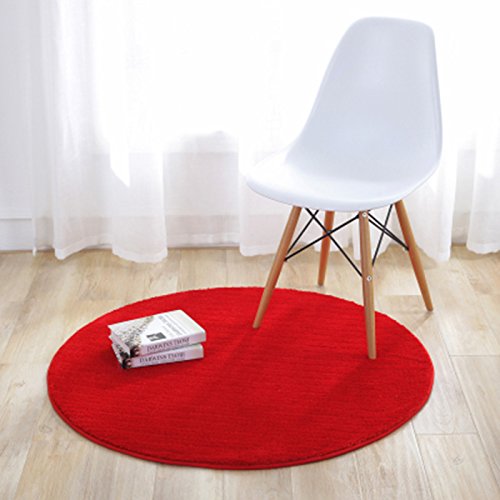 Fouriding Einfarbig Rund Teppich weicher Kurzflor Teppiche fürs Wohnzimmer, Esszimmer, Kinderzimmer, Schlafzimmer und die Küche geeignet Rot 80cm
