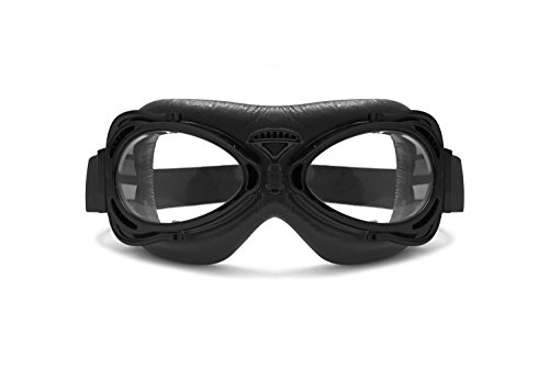 BERTONI Motorradbrille Fliegerbrille Compact Design Größe für Schmale Normale und Große Gesichter - Motorradbrille für Motorradhelm (Matt Schwarz)