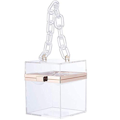 POFET Acryl Transparent Square Box Tasche Single Shoulder Messenger Bag für Mädchen - Transparente Farbe