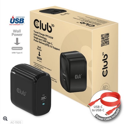 club3D CAC-1903EU USB-Ladestation Steckdose USB-C™ Buchse, USB 2.0 Buchse A