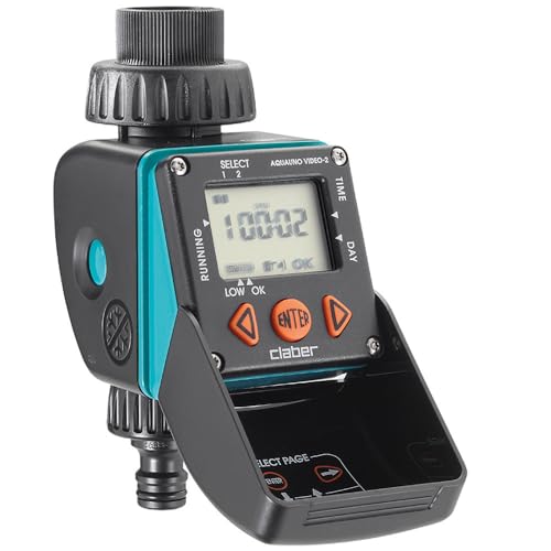 Claber 8428 Aquauno Video-2 Elektronischer Bewässerungscomputer, schwarz/orange/grau
