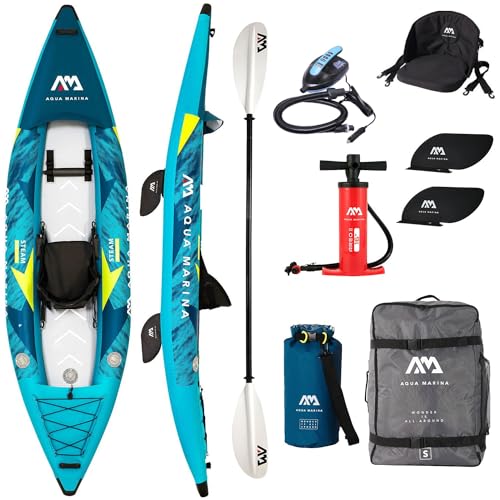 Campsup Aqua Marina kajak aufblasbar | Inflatable 1 Personen Kayak Steam-312 + KP-1 + Star 7 | 312x90 cm | Technologie: Drop Stitch