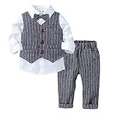 Baby Formale Outfit Jungen Smoking Plaid Gentleman Anzug Onesie Overall (EIN Grau,9-12M)