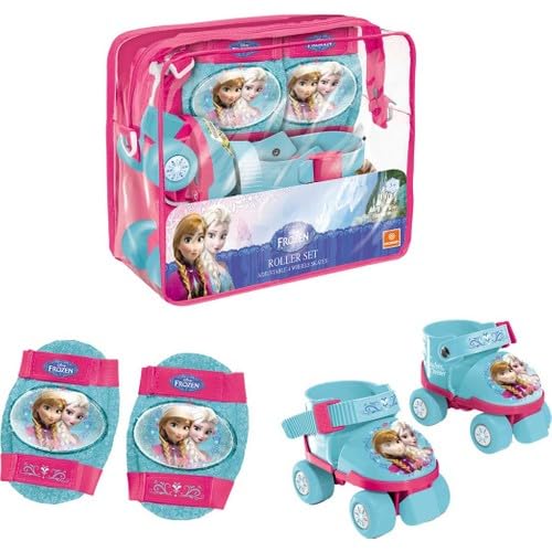 Mondo Toys – Disney Frozen Rollschuhe, verstellbar von 22 bis 29 – Komplettset mit transparenter Tasche, Ellenbogenschützer und Knieschoner - 28298