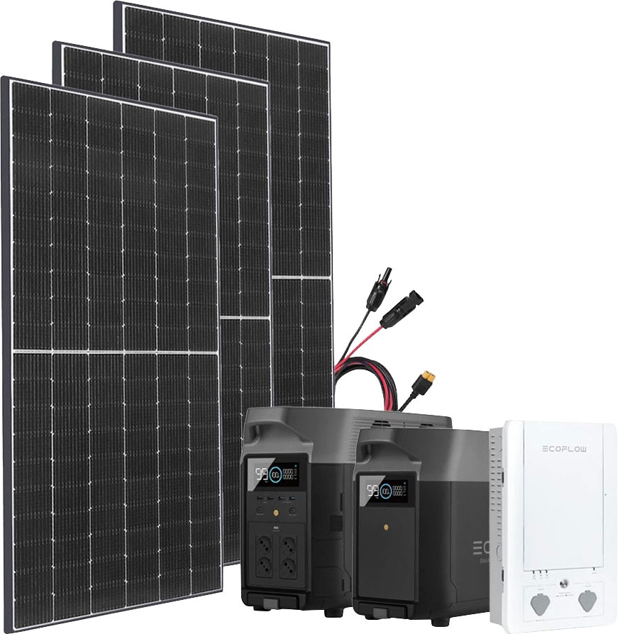 Ecoflow Solaranlage "Delta Pro Powerstation mit 3 x 415W Gerahmtes Solarmodul", (Spar-Set)