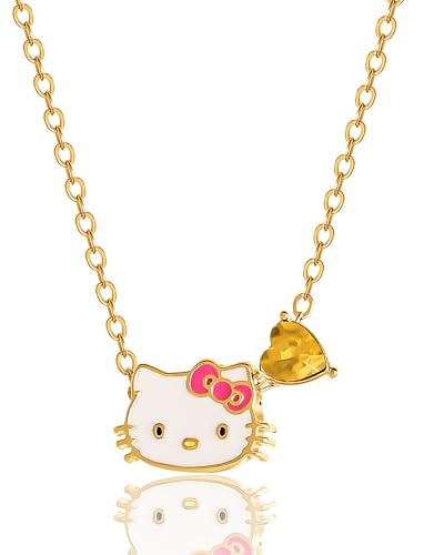 Hello Kitty Sanrio Womens November Birthstone Necklace 16+2, Flash-Plated Necklace Official License