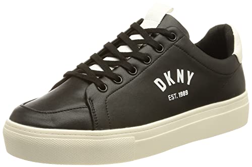 DKNY Women's Footwear CARA - LACE UP Sneaker,Black/White, 8.5