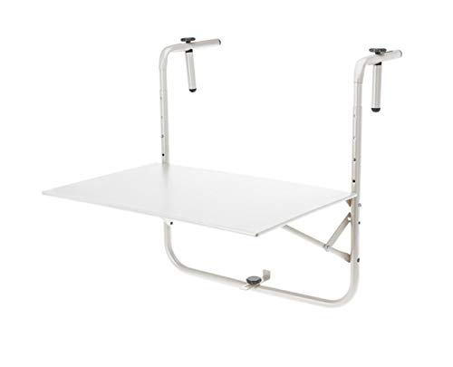 Metall Balkon Hängetisch weiß - 60x43 cm - Klapptisch Tisch höhenverstellbar