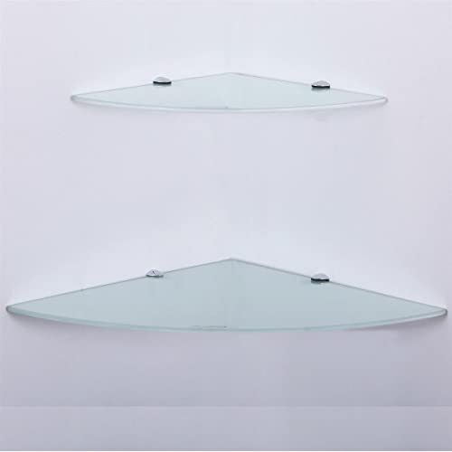 Euro Tische Glas Wandregal Eckregal - Glasregal mit 6mm ESG Sicherheitsglas - perfekt geeignet als Badablage/Glasablage für Badezimmer - Verschiedene Größen (45 x 45 cm, Satiniert Weiß)