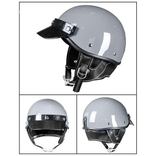 Vintage Motorrad Jethelme Mit Schutzbrille, Motorradhelm DOT/ECE-Zugelassen, Offener Motorrad Helm Herren Damen, Open Face Motorrad Helme Für Cruiser Chopper ,XL=(61-62cm),CC